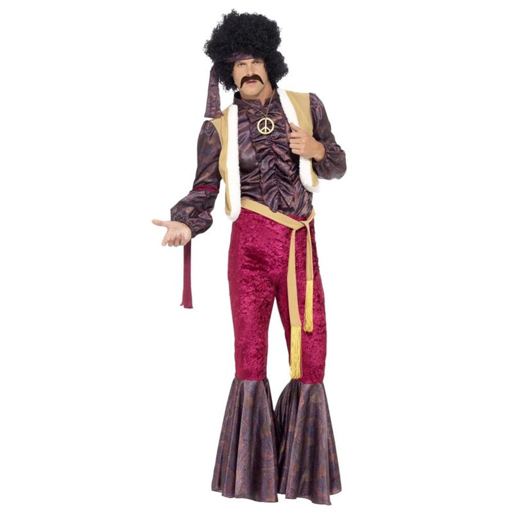 Smiffys Mens 70s Psychedelic Rocker Costume Set / Purple/Pink